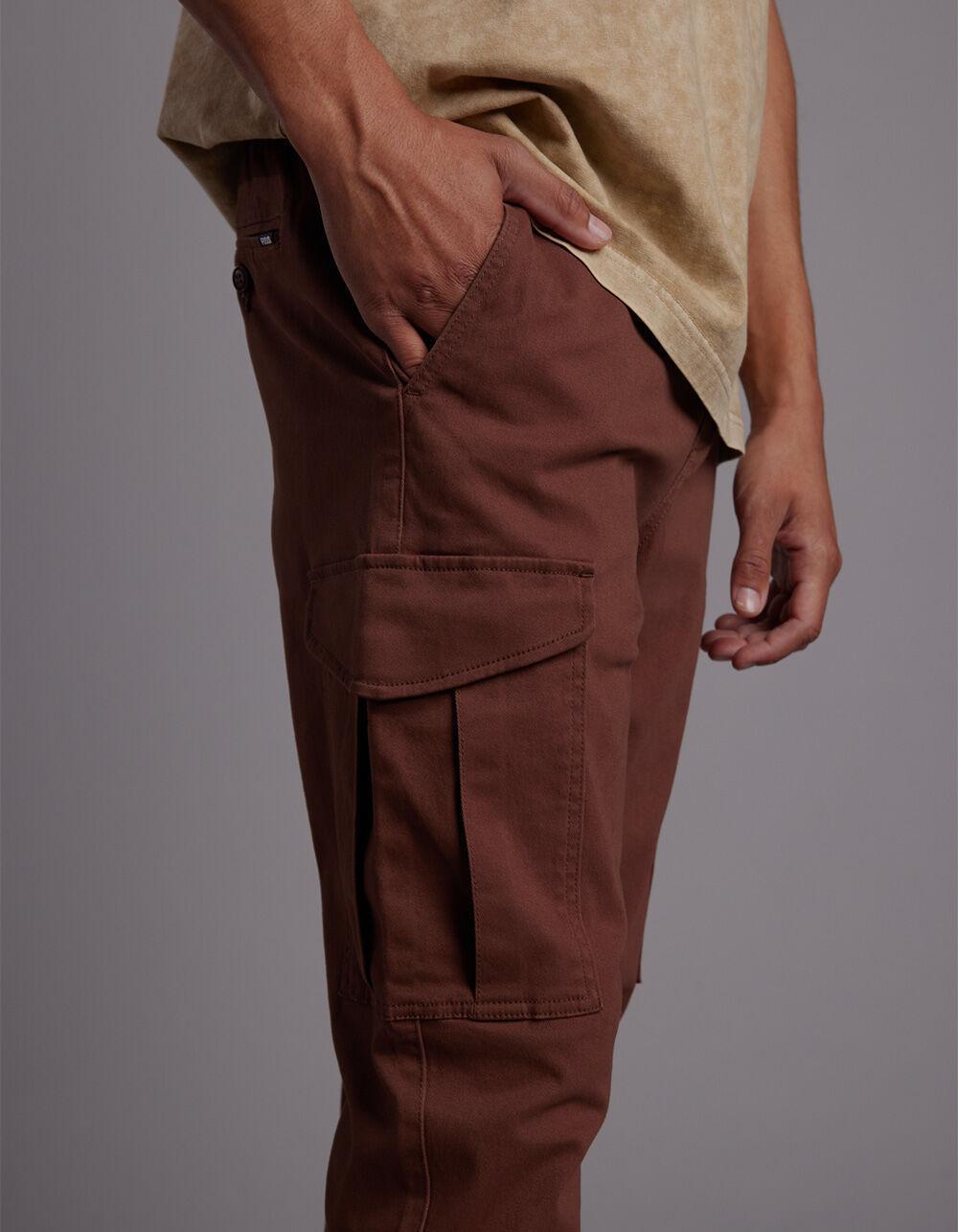 RSQ Mens Twill Cargo Jogger Pants - BROWN Product Image