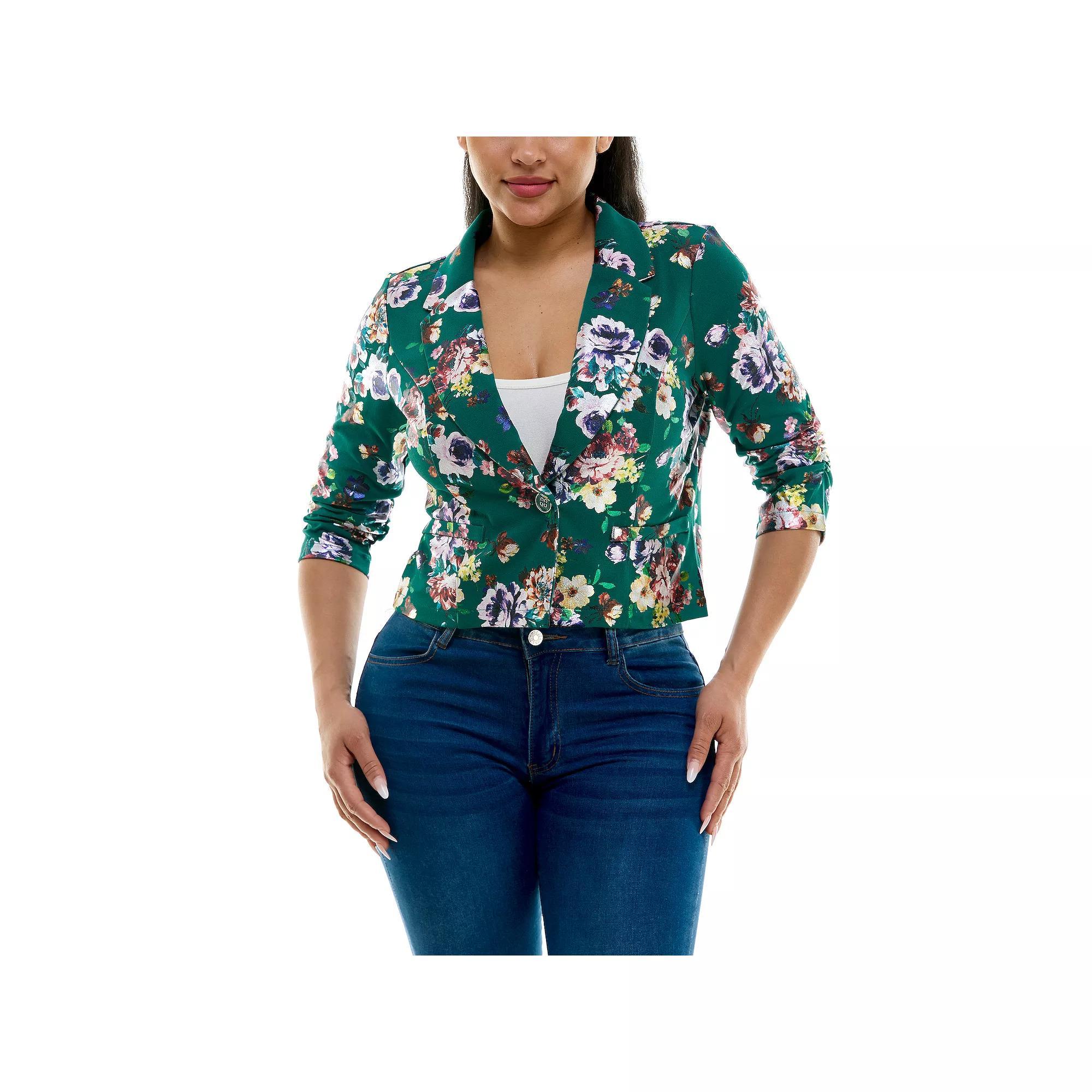 Women's Nina Leonard Foil Blazer, Size: XL, Blue Team Product Image