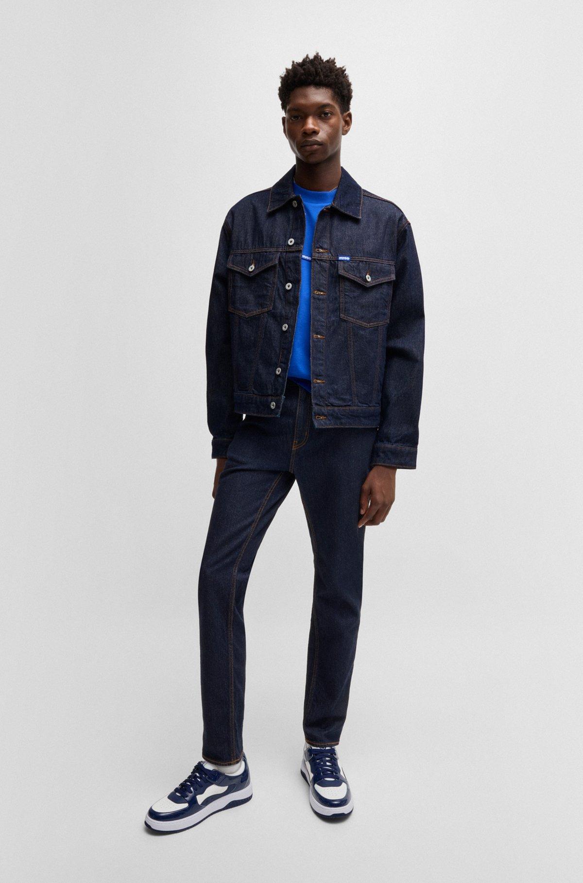 Slim-fit jeans in dark-blue stretch denim Product Image