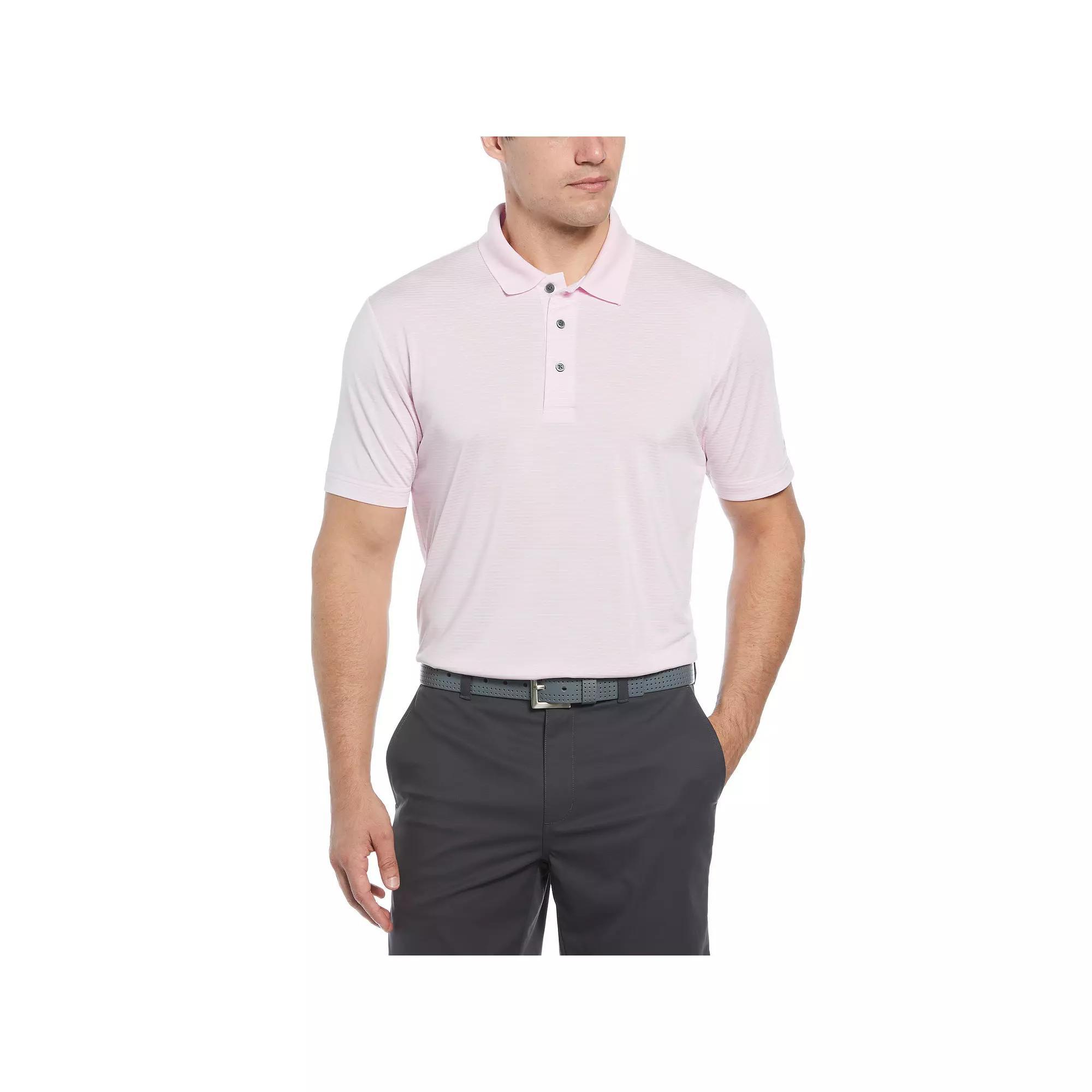 Mens Grand Slam Off Course Championship Striped Golf Polo Red Pepper Product Image