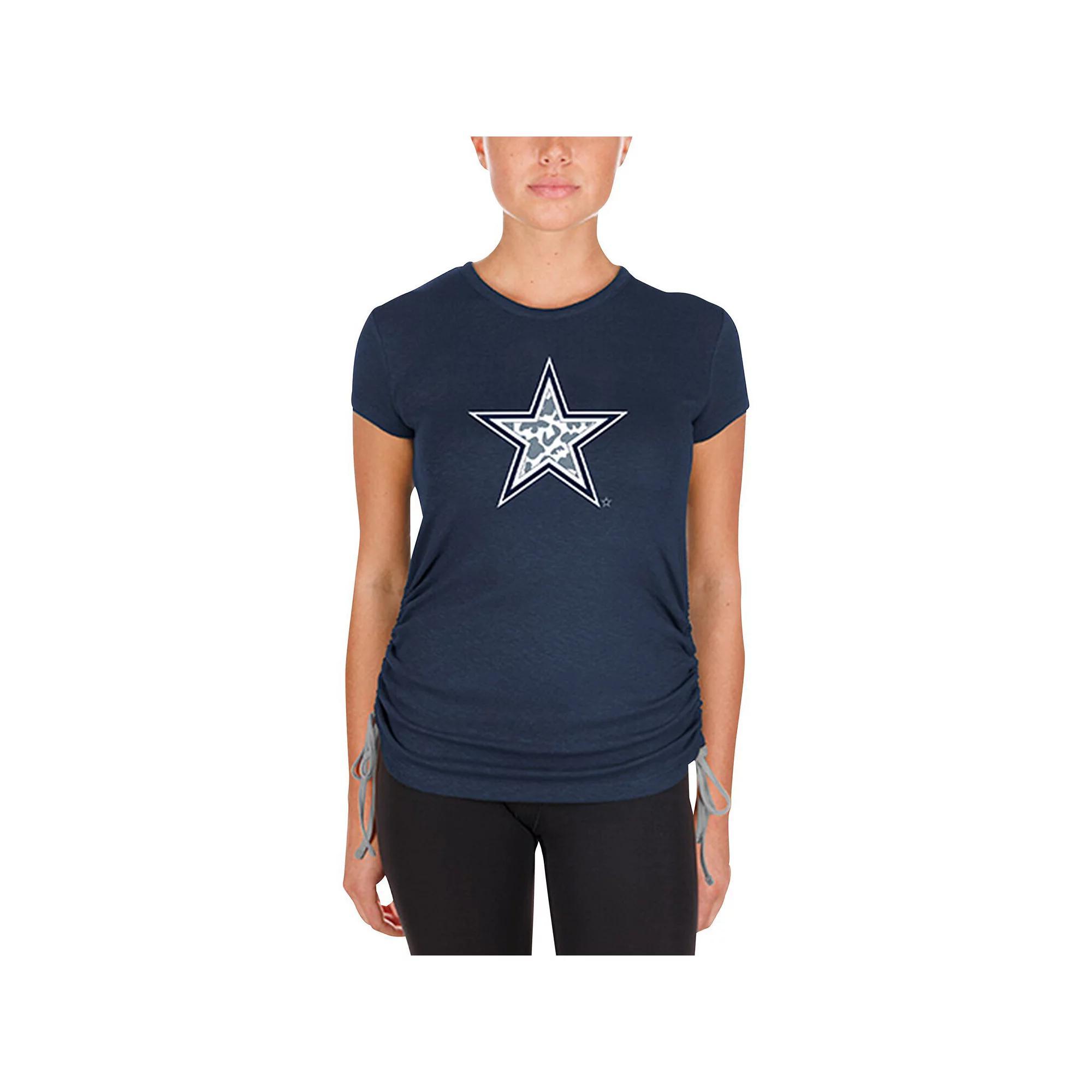 Women's New Era Navy Dallas Cowboys Ruched Side T-Shirt, Size: Large, Blue Product Image