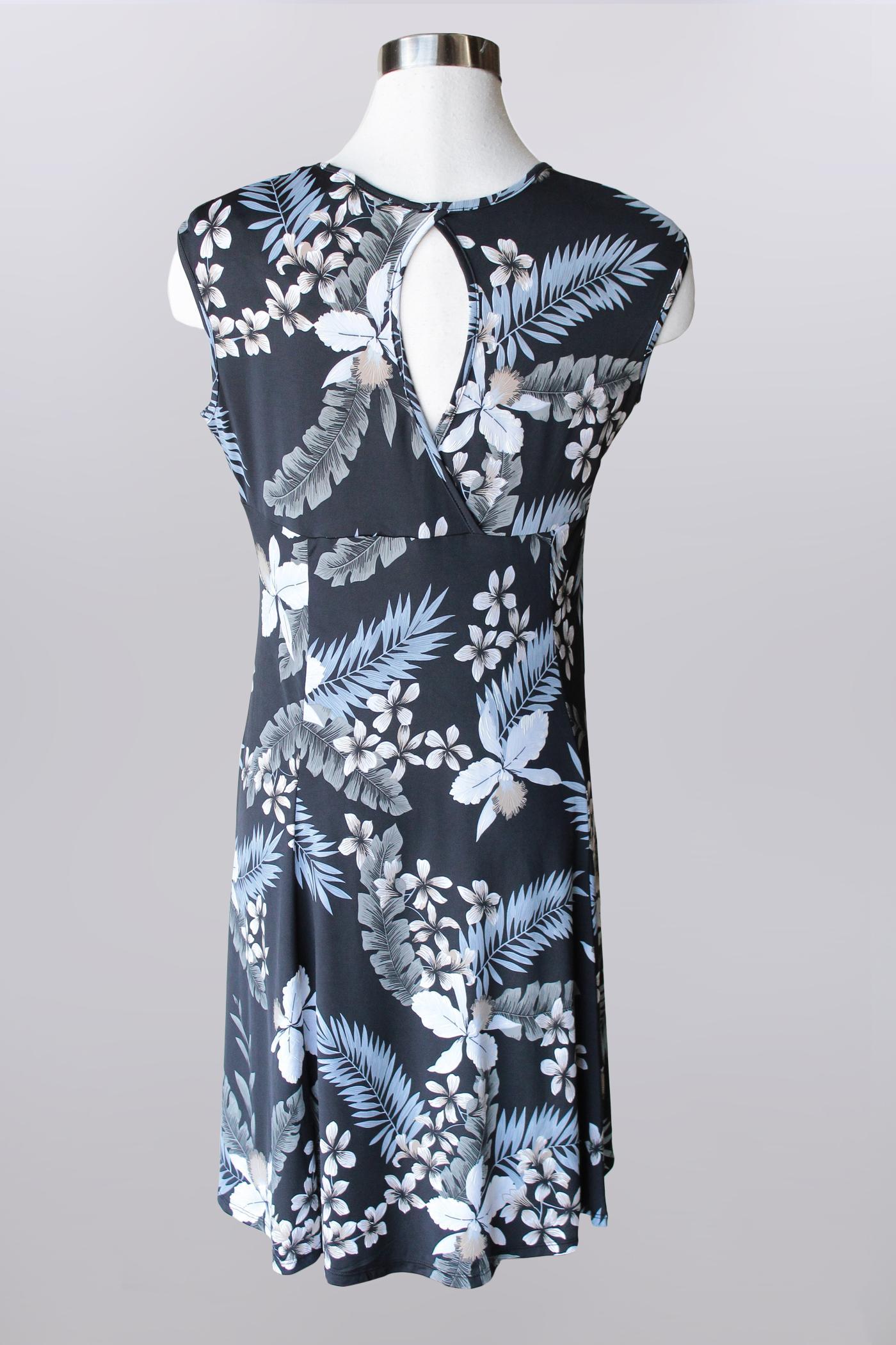 Cap sleeve floral dress with keyhole back Product Image