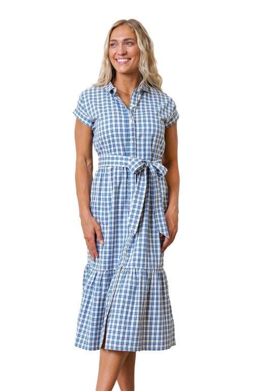 Hope & Henry Women's Organic Button Front Midi Dress in Ivory And Blue Check at Nordstrom, Size 10 Product Image