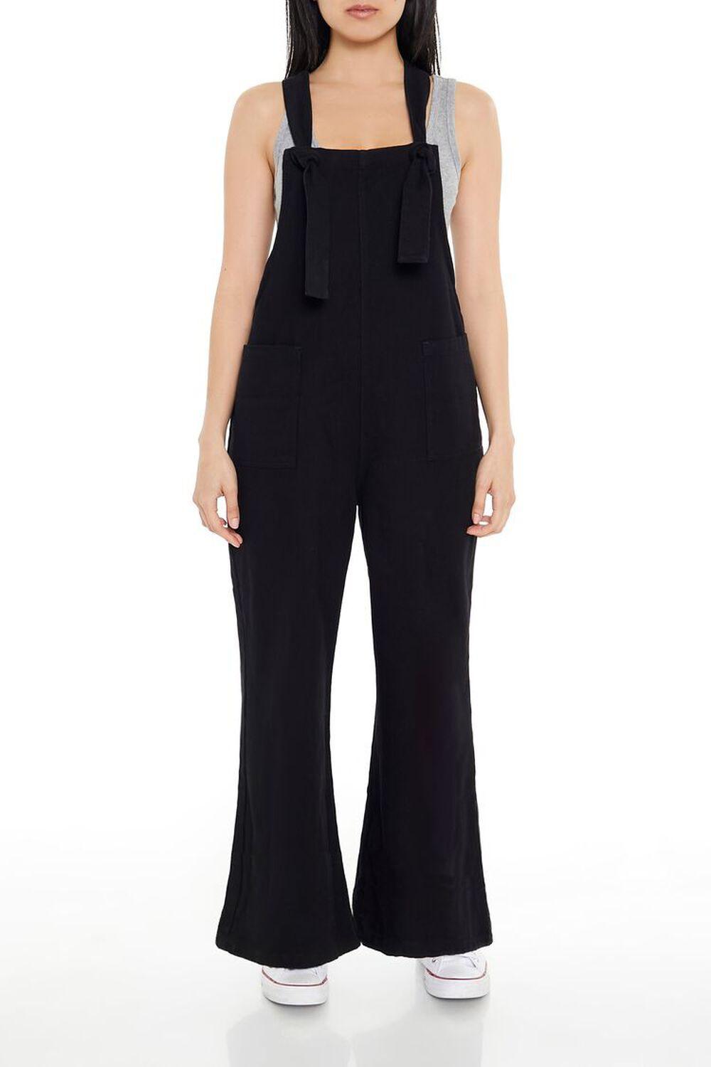Knotted Twill Wide-Leg Overalls | Forever 21 Product Image