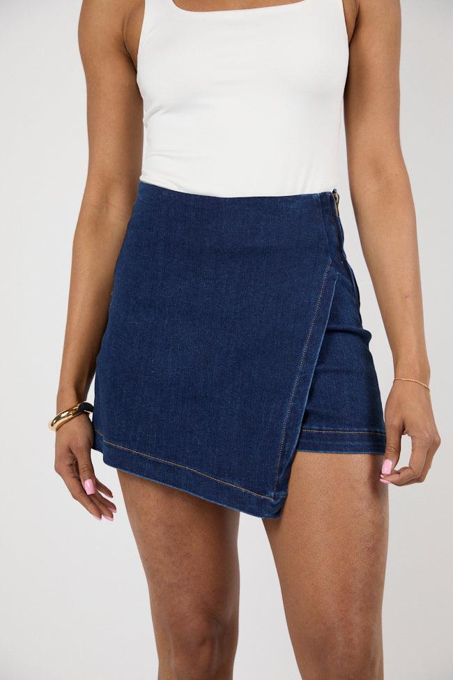 My Favorite Dark Wash Denim Skort Product Image