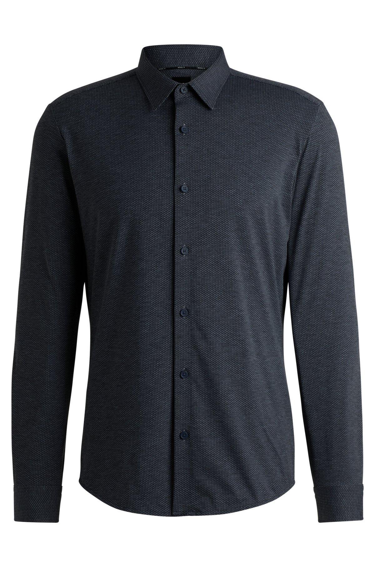 Slim-fit shirt in printed performance-stretch jersey Product Image