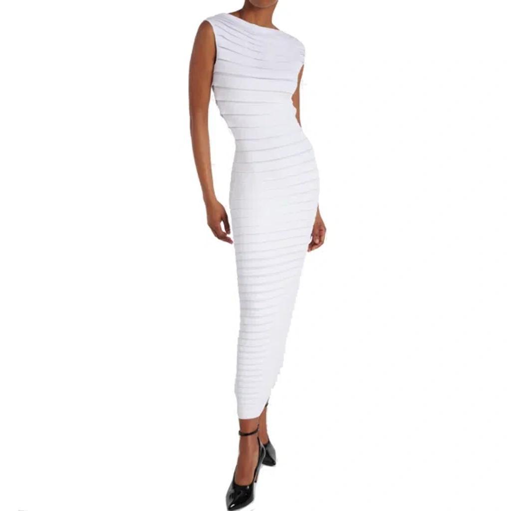 ALAÏA Cap-sleeve Bandage Midi Dress In White Product Image