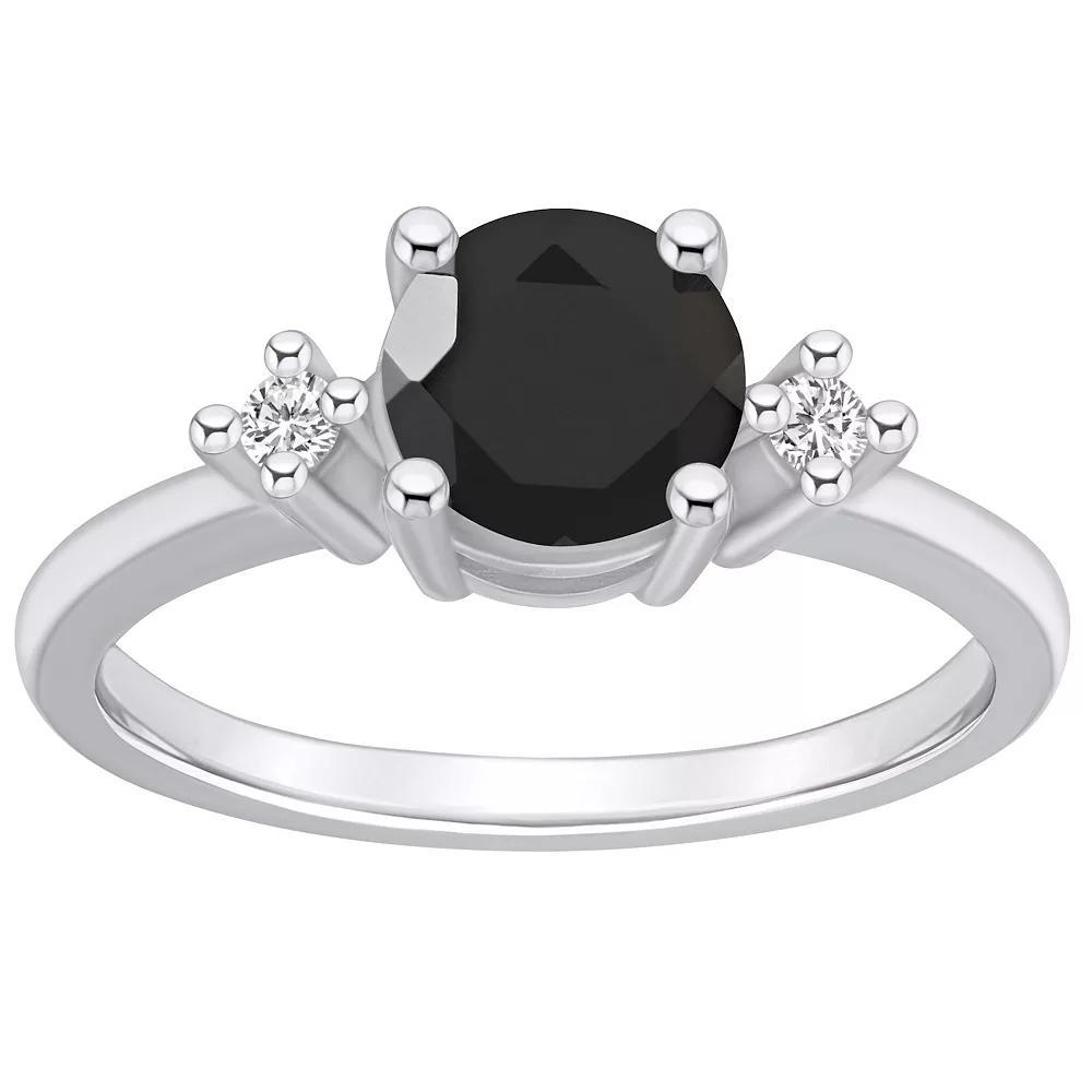 Alyson Layne 14k White Gold Round Black Onyx & Diamond Accent Ring, Women's, Size: 9 Product Image