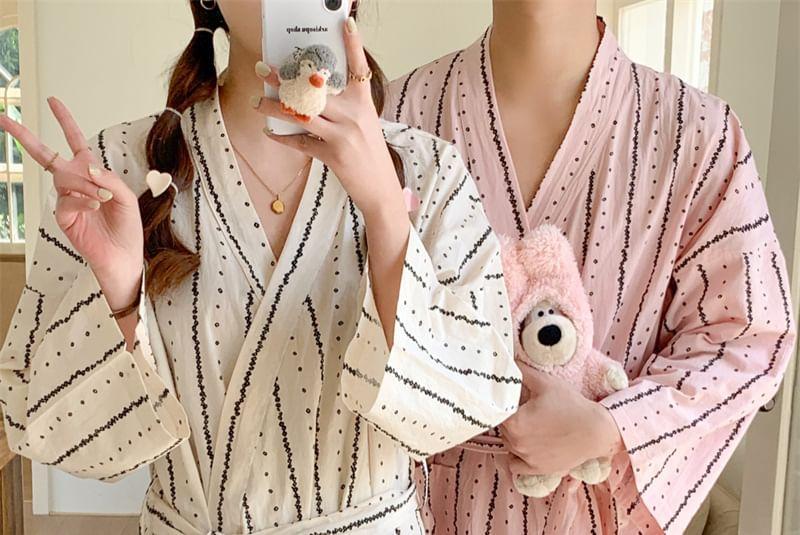Couple Matching Patterned Print Pajama Robe Product Image