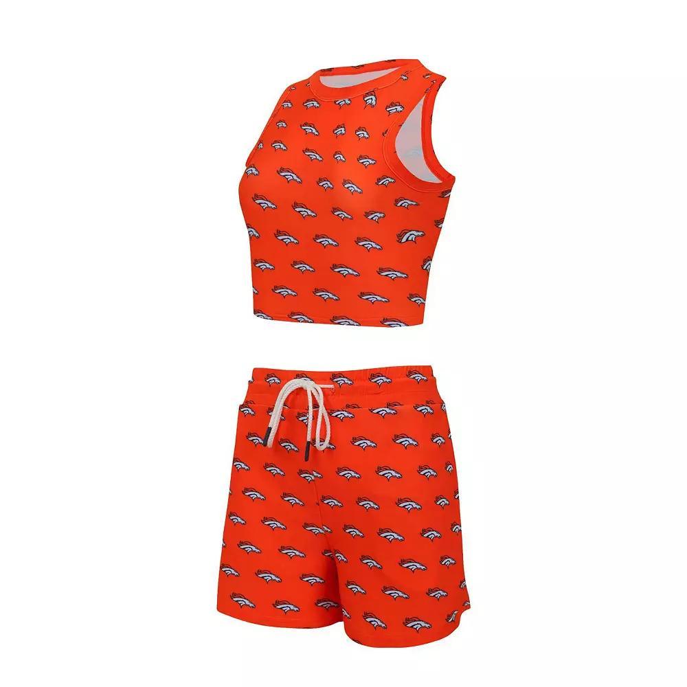 Women's Concepts Sport Denver Broncos Gauge Allover Print Cropped Tank Top & Shorts Sleep Set, Size: Small, Orange Product Image