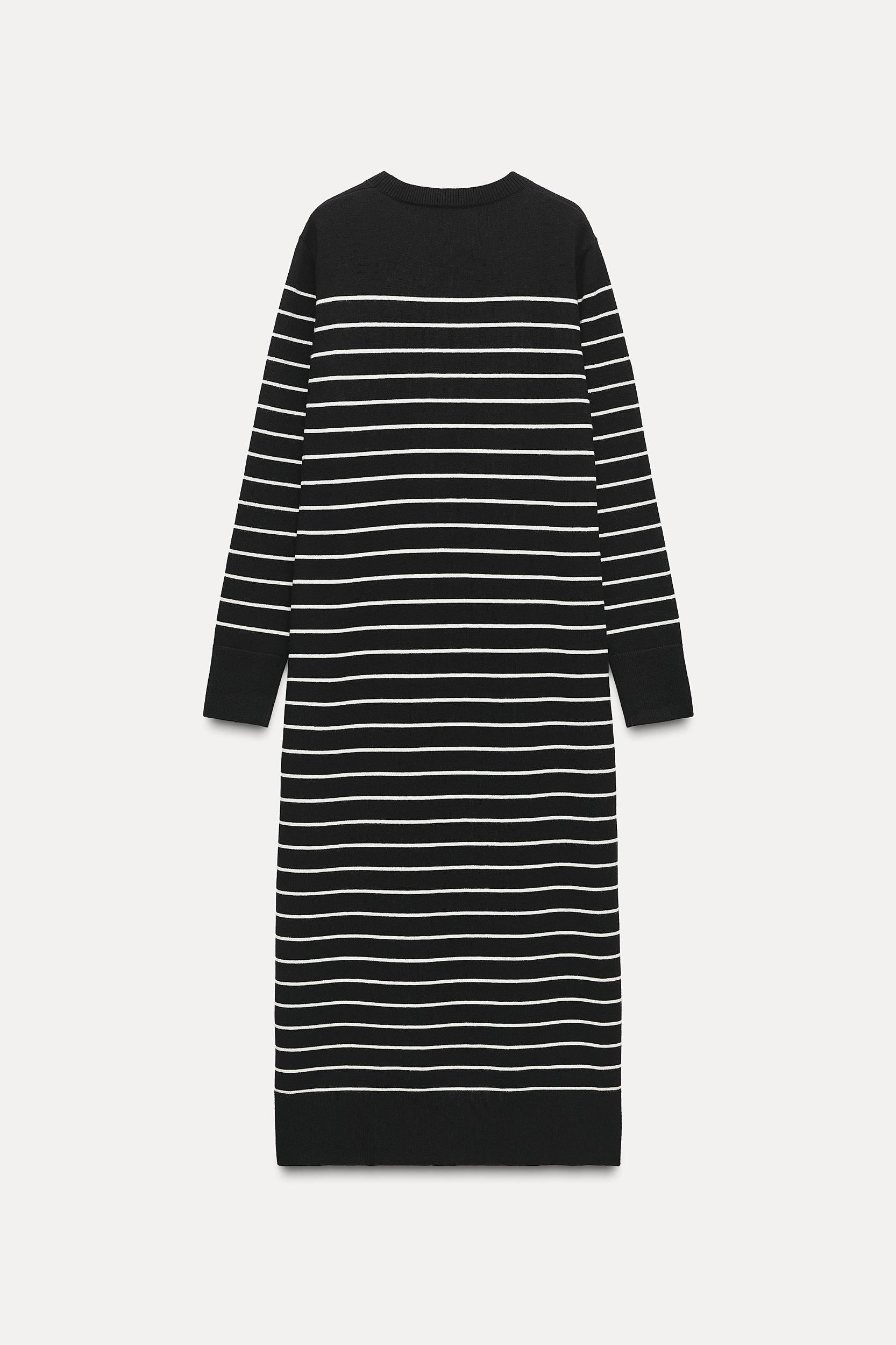 LONG STRIPED KNIT DRESS Product Image