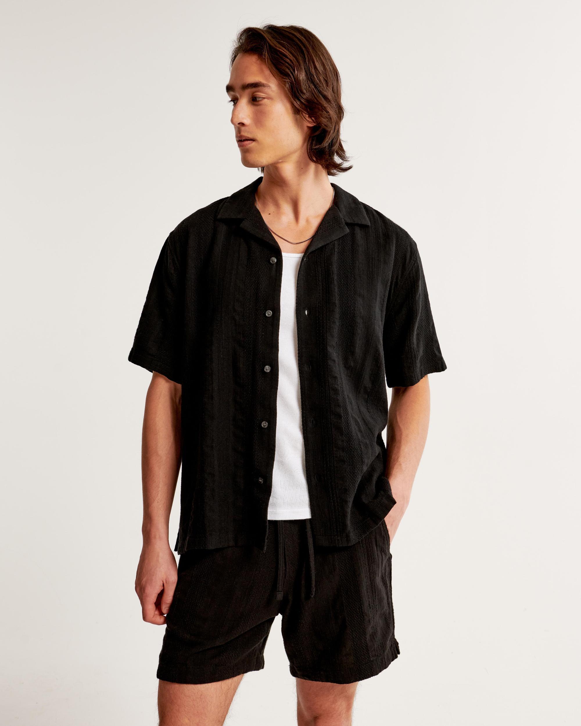 Camp Collar Linen-Blend Shirt Product Image