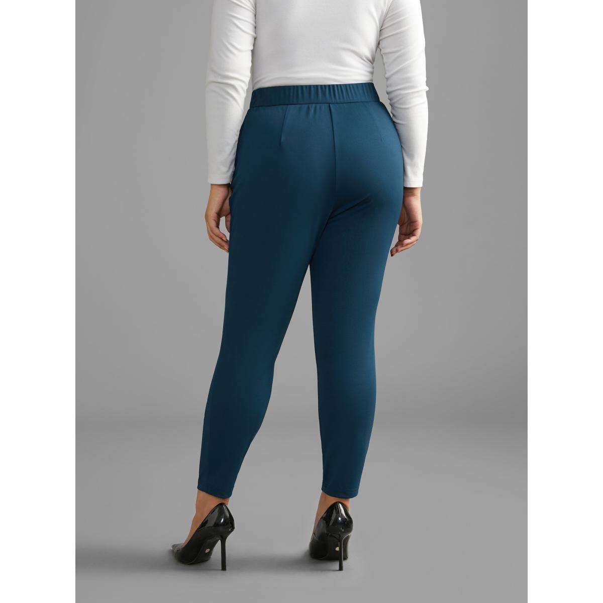 Plus Size Mid Rise Zipper Detail Skinny Pants Women Aegean Elegant Skinny Mid Rise Everyday Pants BloomChic 18-20/2X Product Image