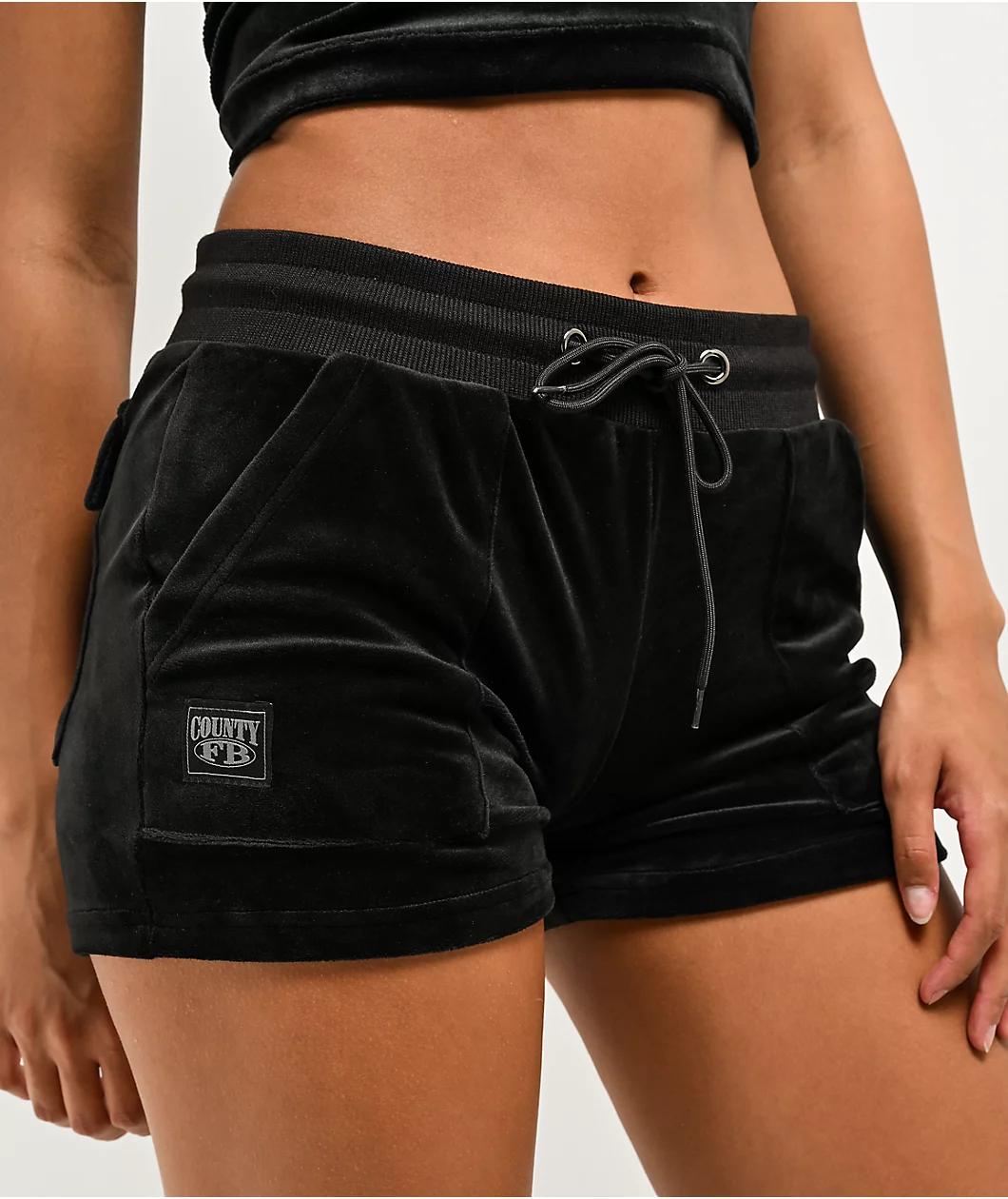 FB County Black Velour Track Shorts Product Image