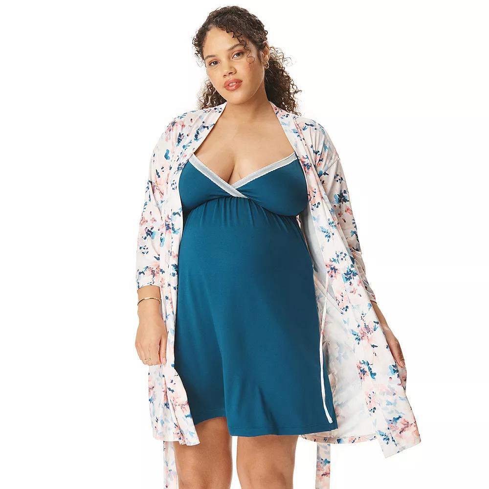 Maternity Motherhood Robe & Chemise Set, Womens Product Image