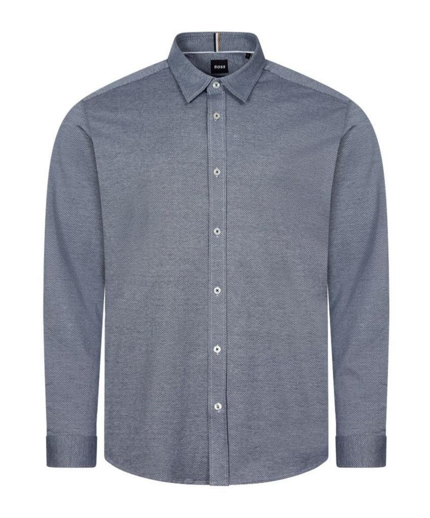 HUGO BOSS Geometric-pattern Cotton Shirt In Gray Product Image