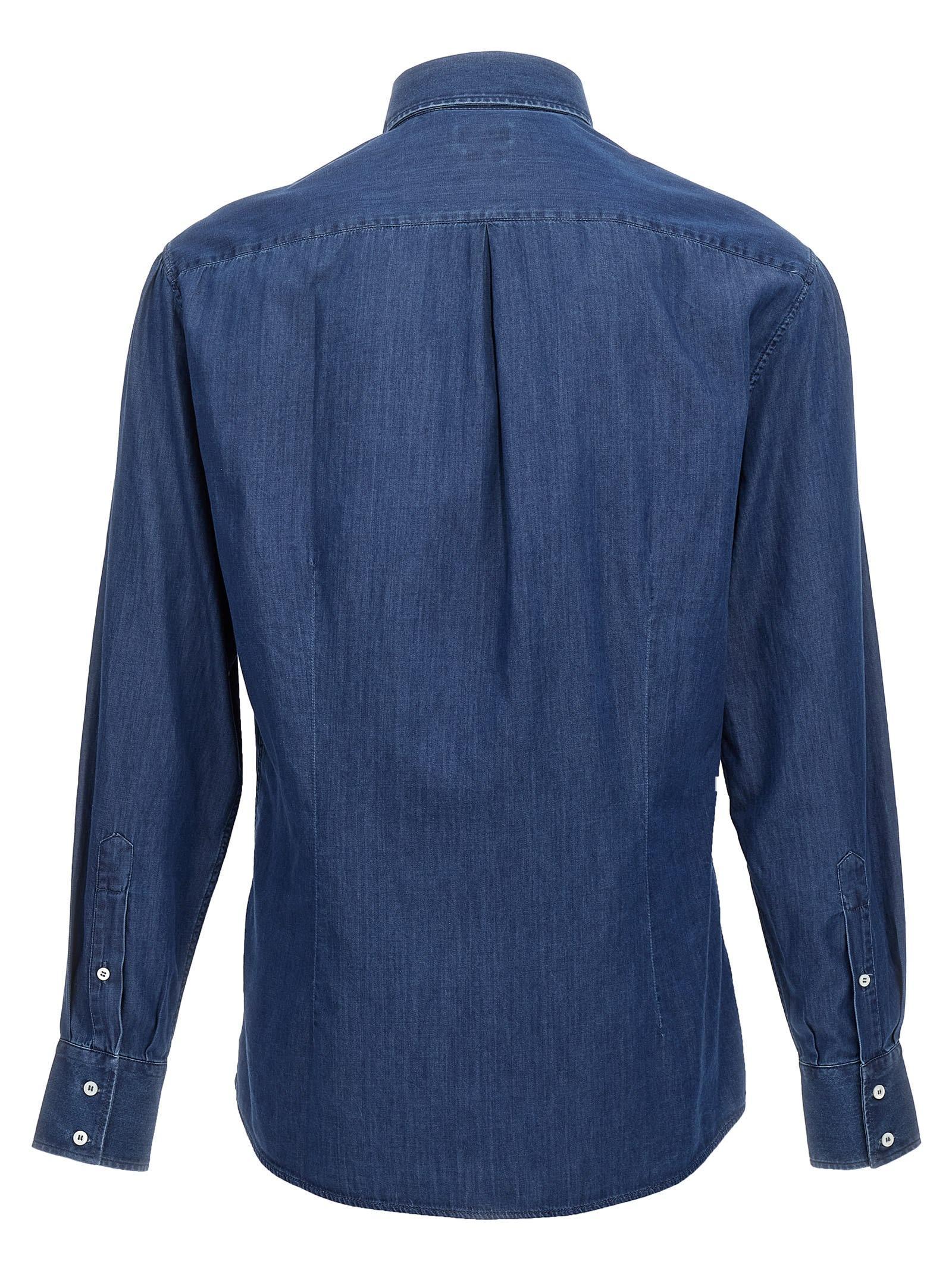 BRUNELLO CUCINELLI Shirts In Denim Scuro Product Image