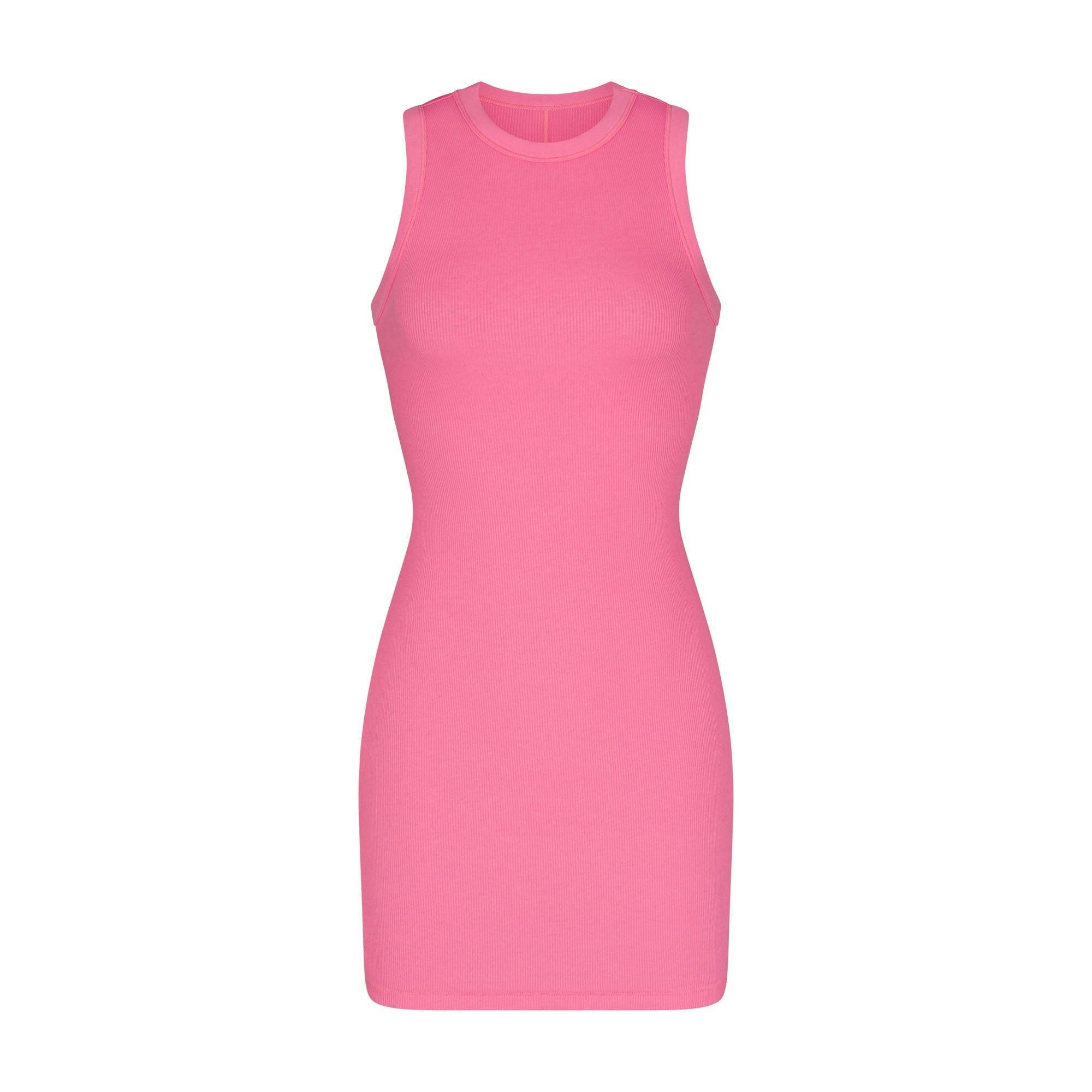 COTTON RIB TANK DRESS | SUGAR PINK Product Image
