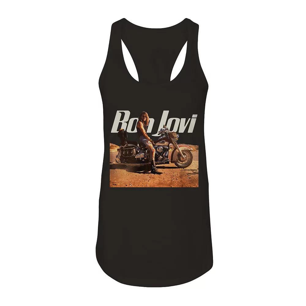 Junior's Bon Jovi Wanted Graphic Tank, Girl's, Size: Large, Black Product Image