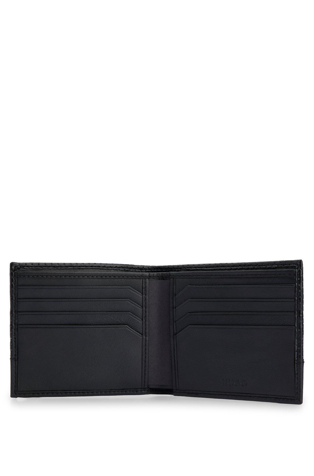 HUGO - Perforated-leather wallet with logo hardware - Black Product Image