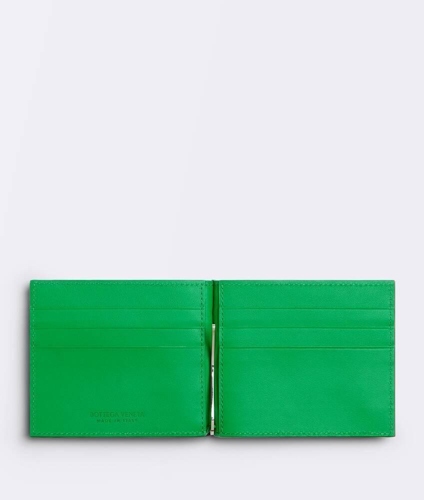 BOTTEGA VENETA Logo Leather Knitted Folding Wallet In Green Product Image
