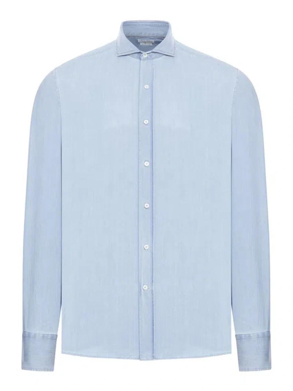BRUNELLO CUCINELLI Shirt  Men Color Gnawed Blue In Hellblau Product Image