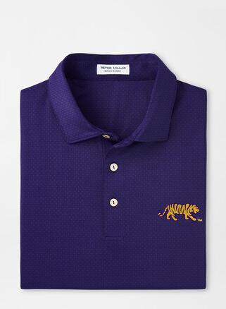 Peter Millar Mens LSU Mike the Tiger Tesseract Performance Jersey Polo | Color: Purple | Size: L Product Image