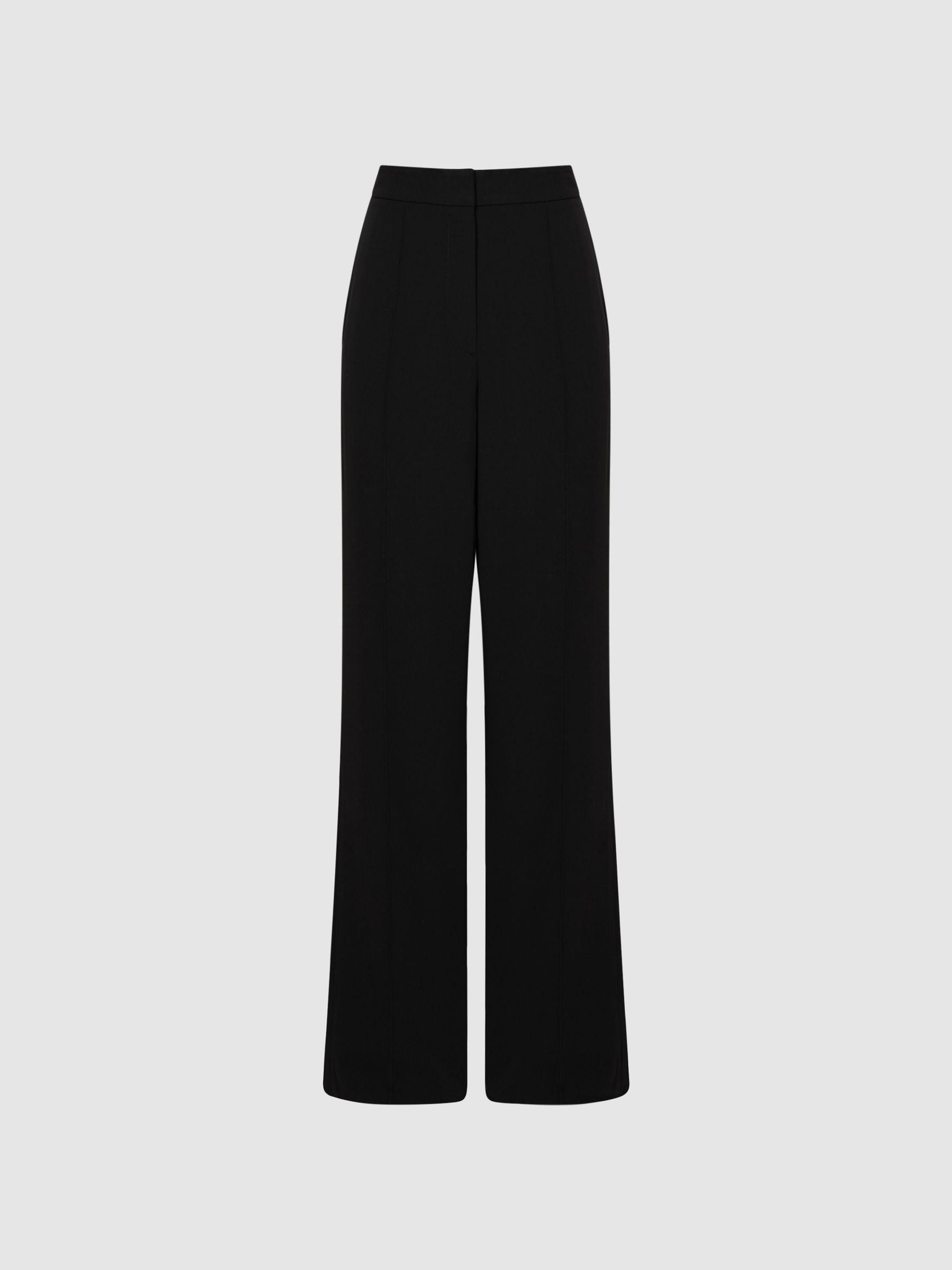 Elasticated Waist Wide Leg Trousers in Black Product Image