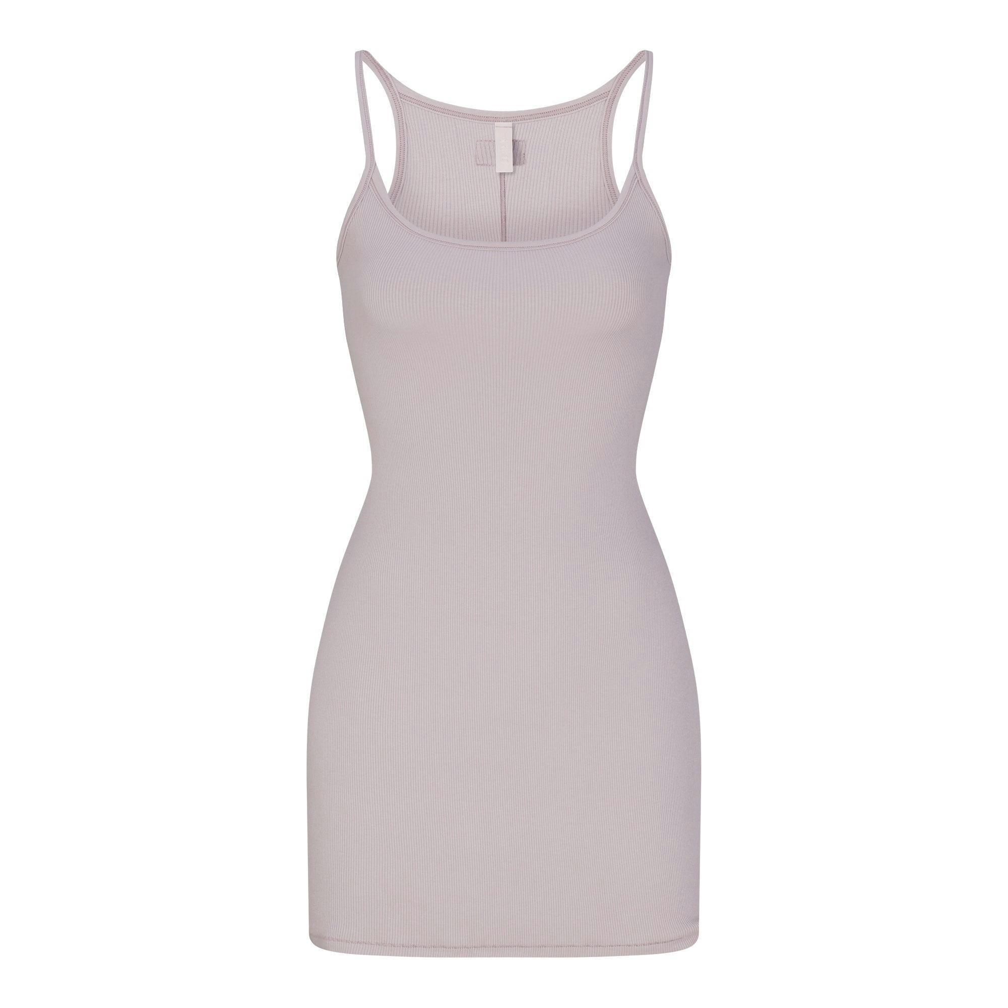 COTTON RIB MINI CAMI DRESS | OYSTER Product Image