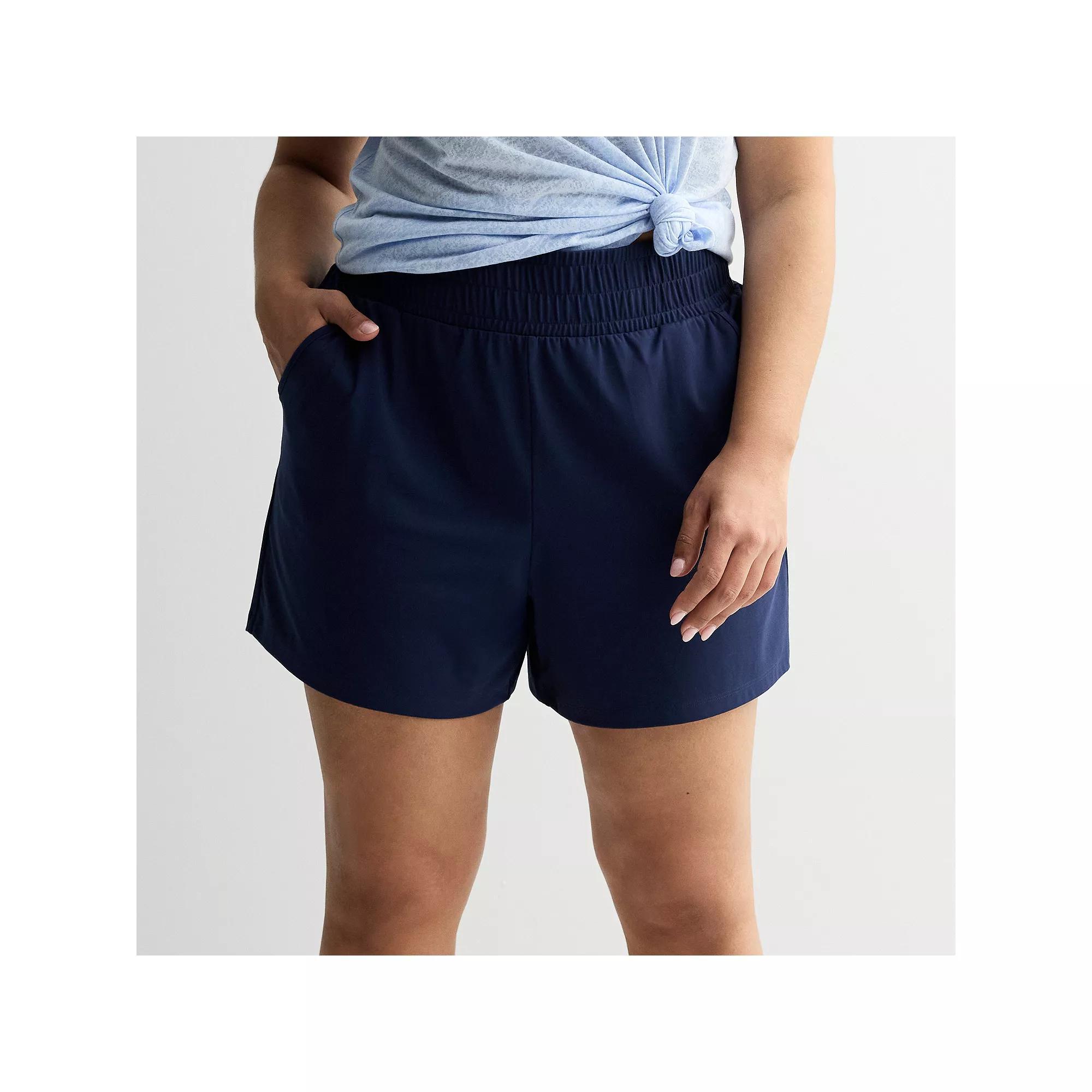 Plus Size Tek Gear Essential Soft Relax Shorts, Womens Blue Romance Product Image