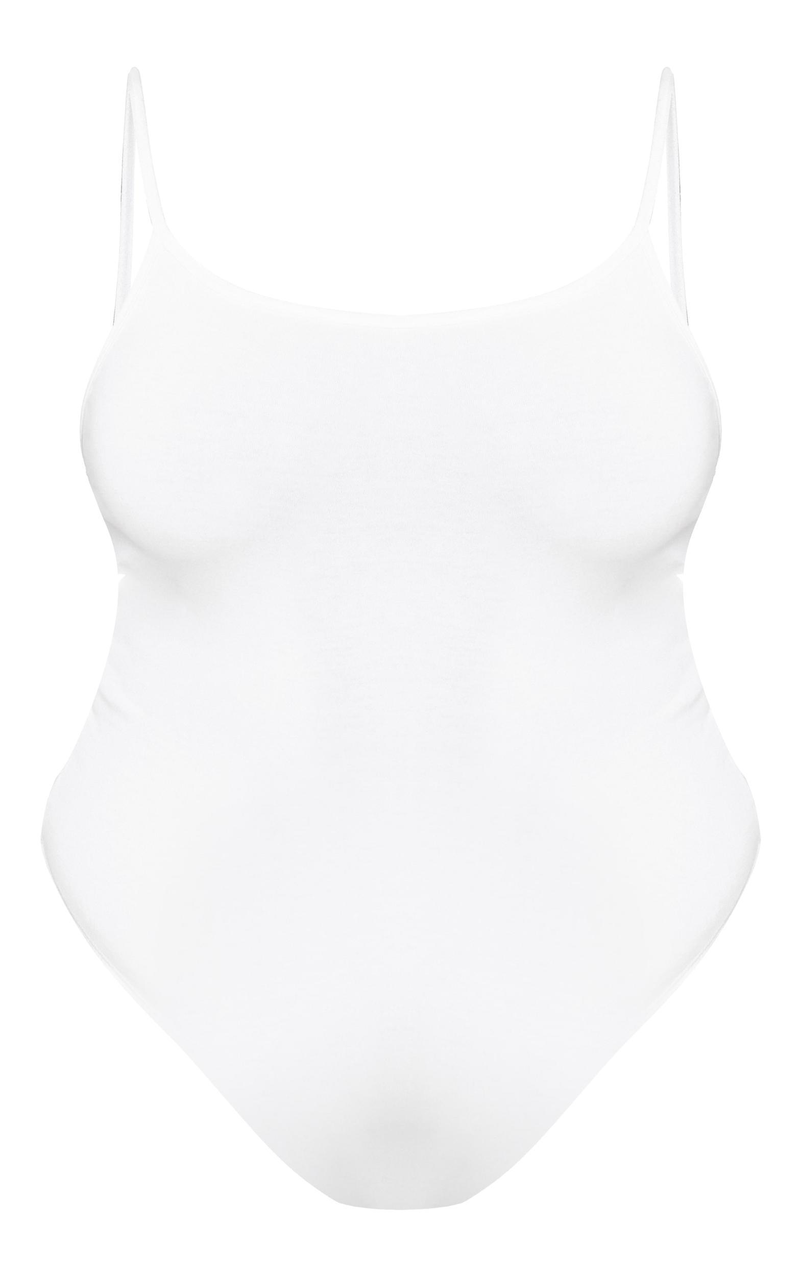 Plus White Soft Cotton Strappy Bodysuit Product Image