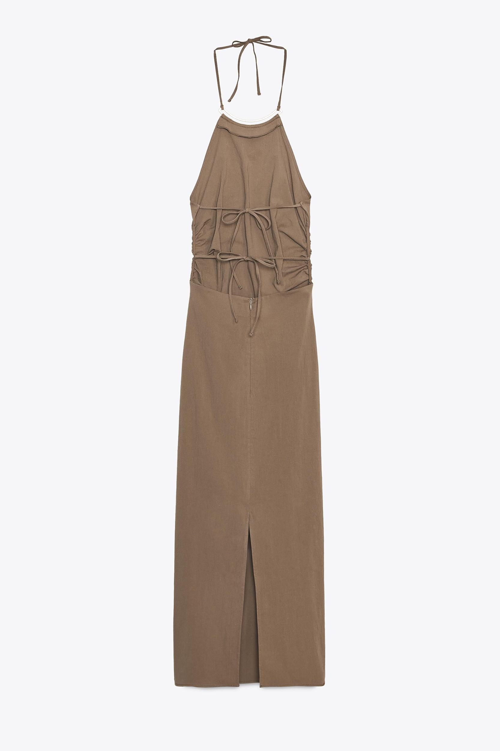HALTER MIDI DRESS WITH TRIM Product Image