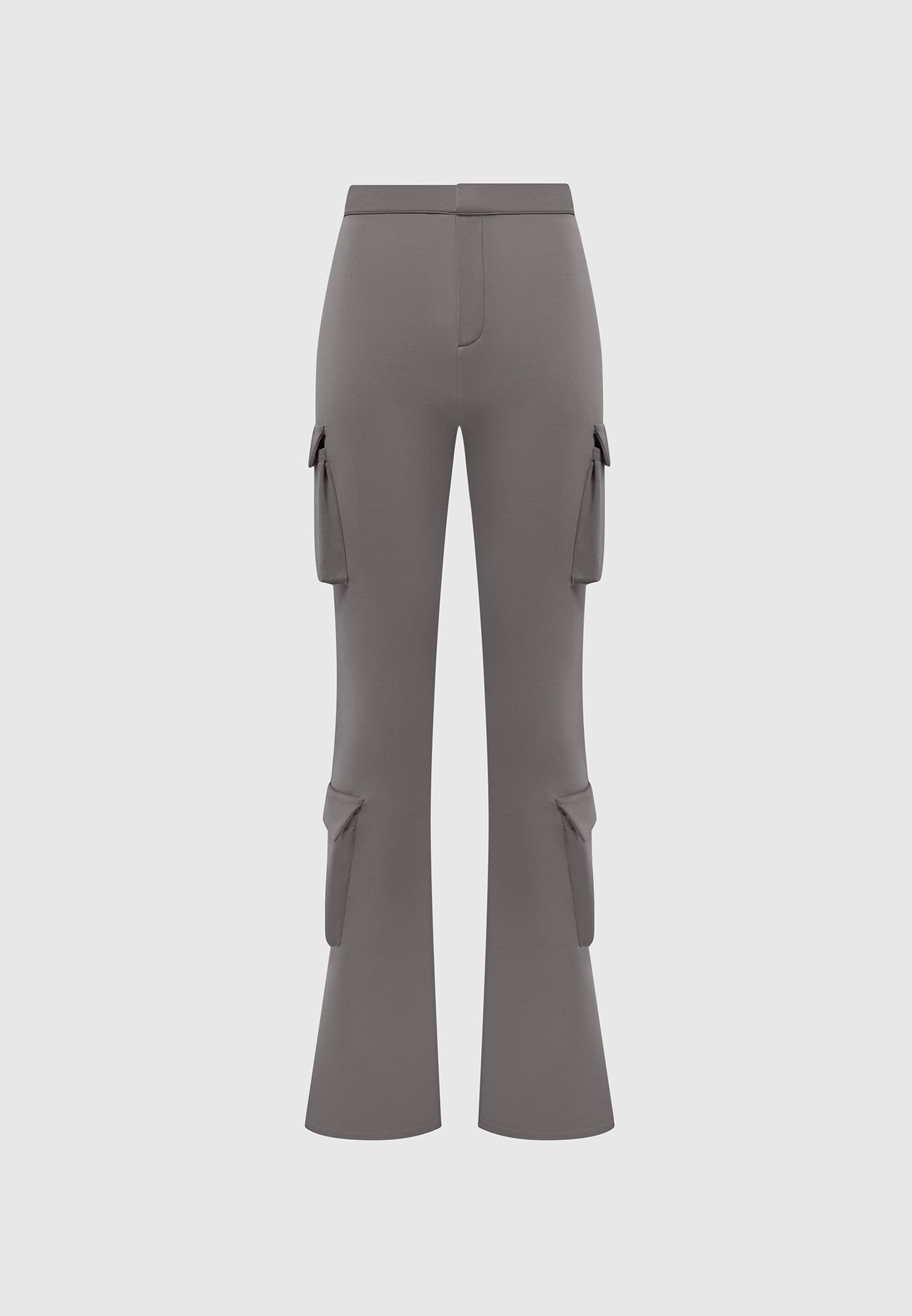 Neoprene Cargo Fit and Flare Leggings - Grey Female Product Image