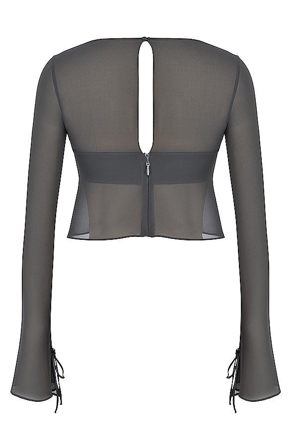 Athena  shadow long sleeve floaty top Product Image