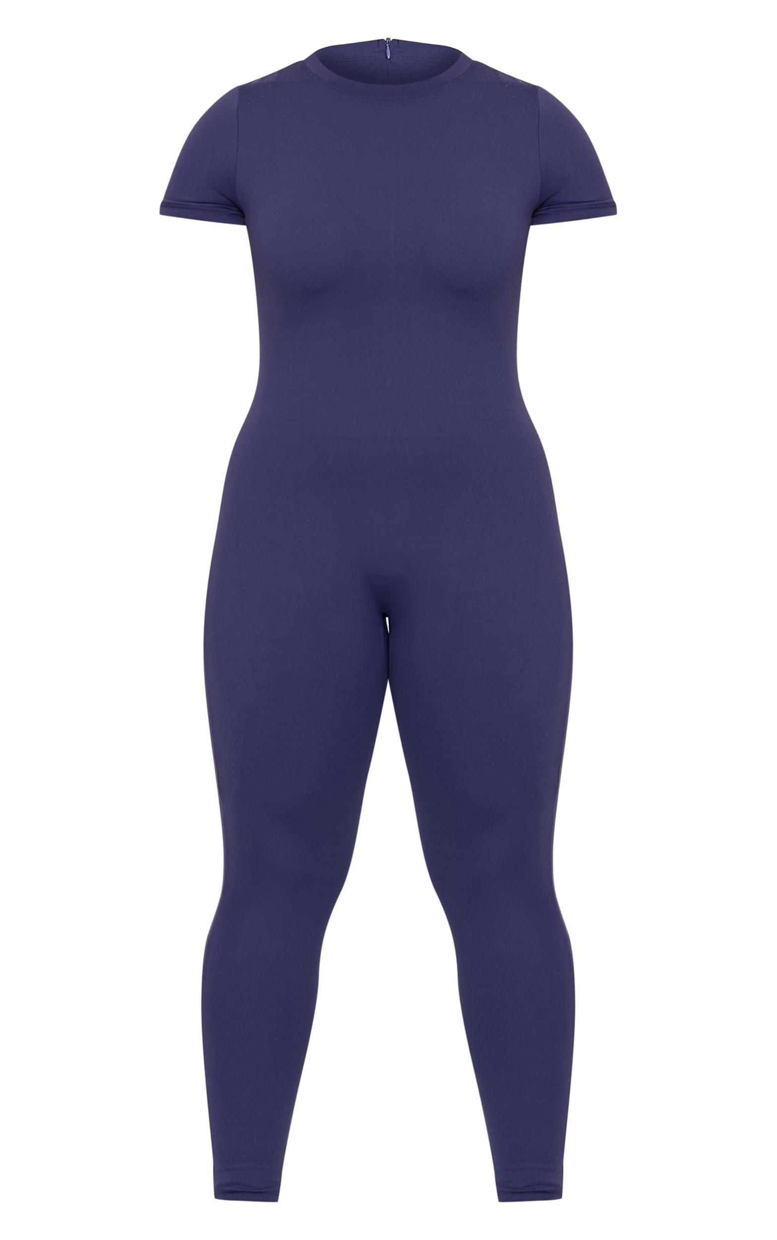 Navy Sculpt Short Sleeved Unitard Product Image
