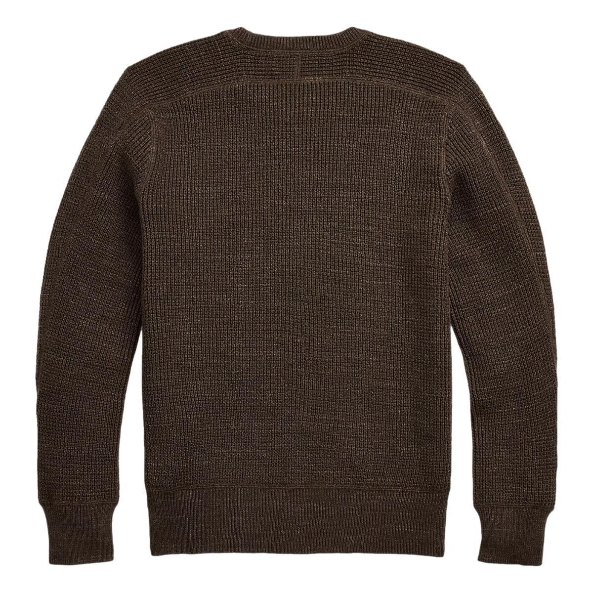 Waffle-Knit Cotton-Wool Sweater Dark Olive Heather Product Image