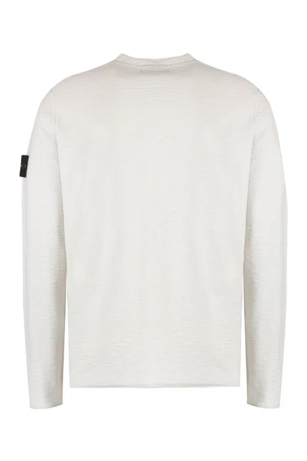 STONE ISLAND Wool-blend Crew-neck Sweater In Gray Product Image