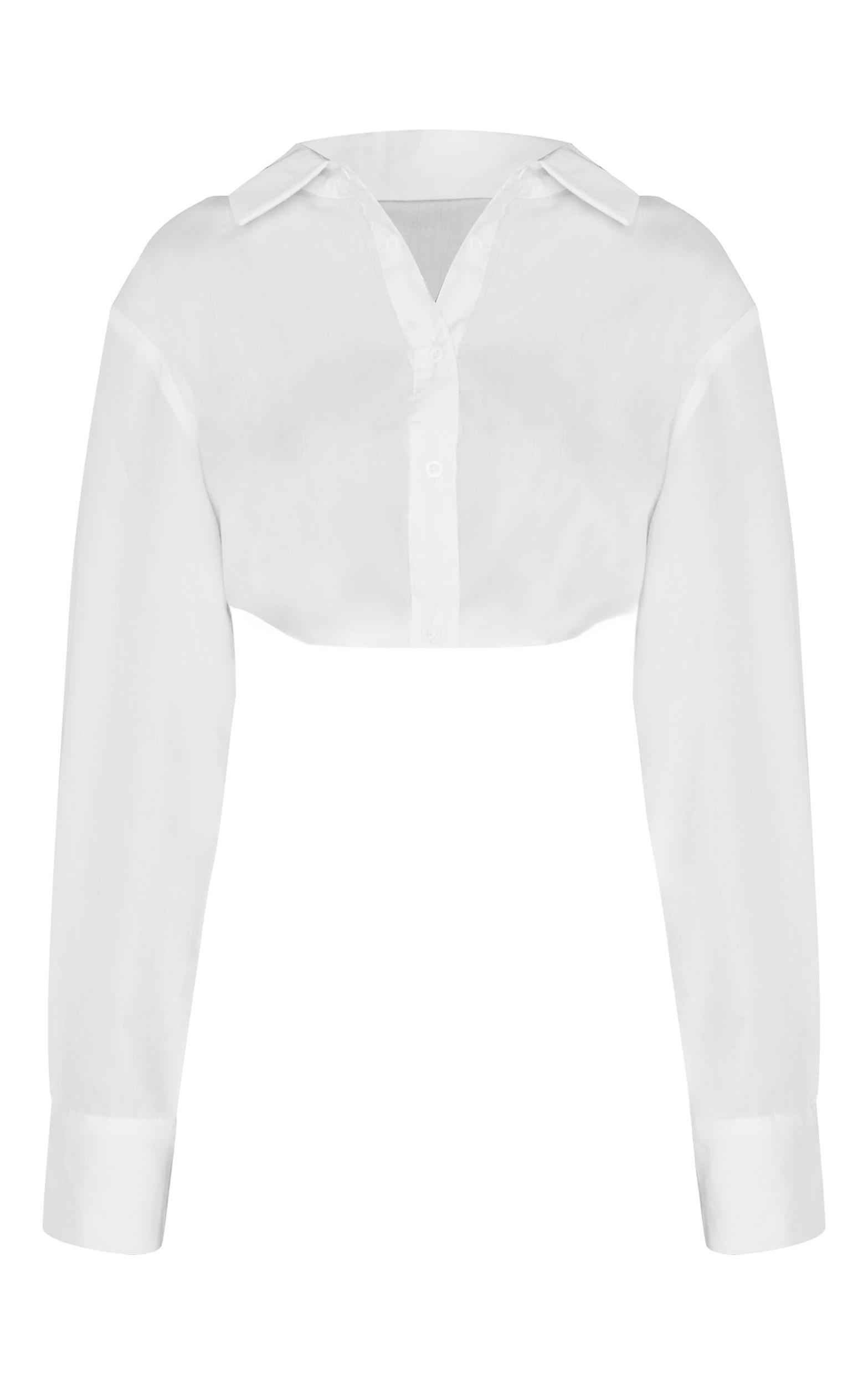 White Cropped Shirt Product Image