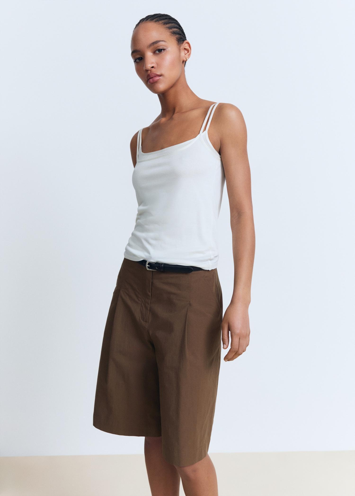 Cotton suit bermuda shorts - Women | MANGO USA Product Image