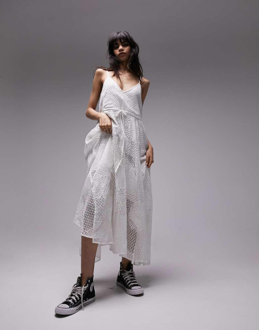 Topshop maxi crochet midi dress Product Image