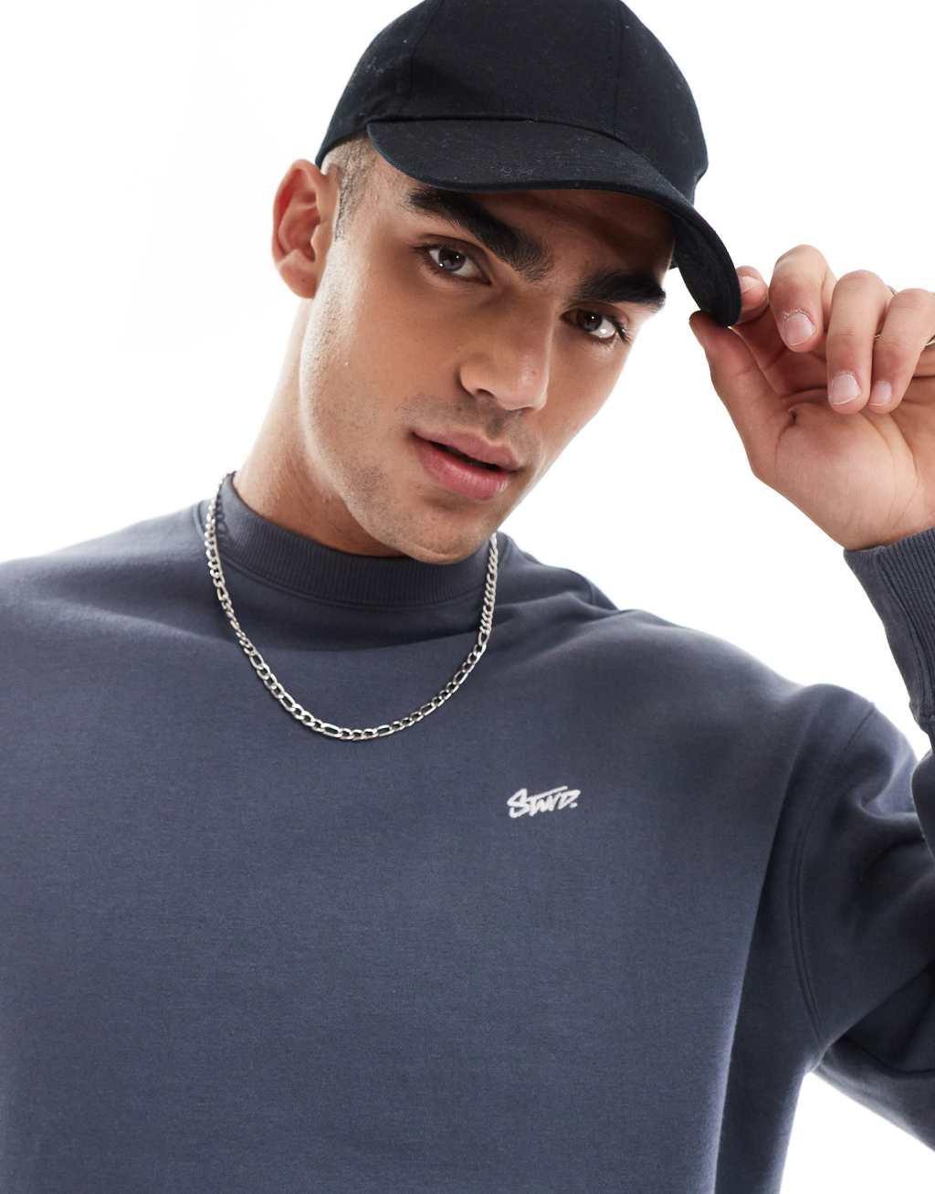 Pull&Bear STWD sweatshirt in blue Product Image