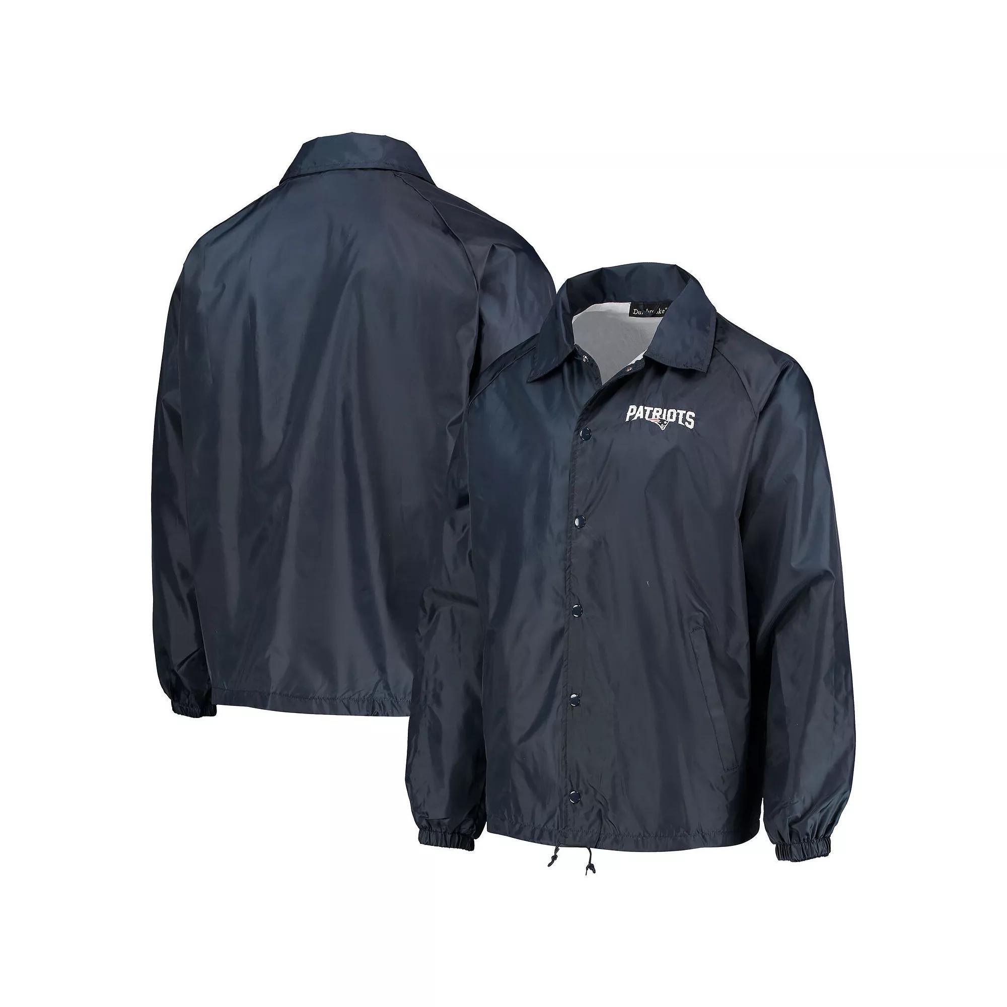 Men's Navy New England Patriots Coaches Classic Raglan Full-Snap Windbreaker Jacket, Size: Large, Blue Product Image