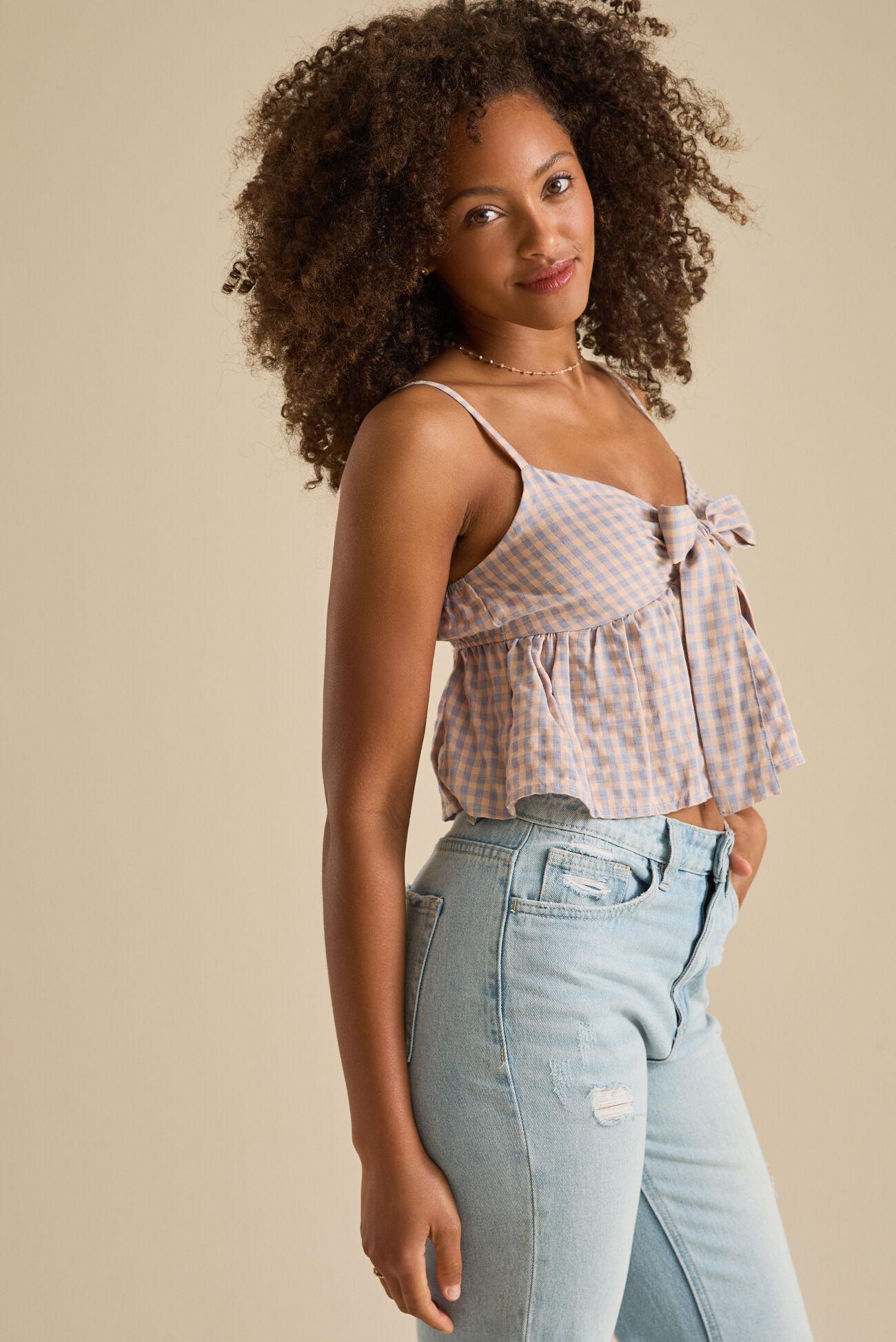 Meredith Gingham Tie Front Top Product Image