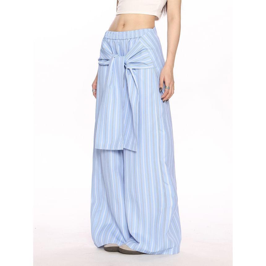 Mid Waist Striped Wide Leg Pants Product Image