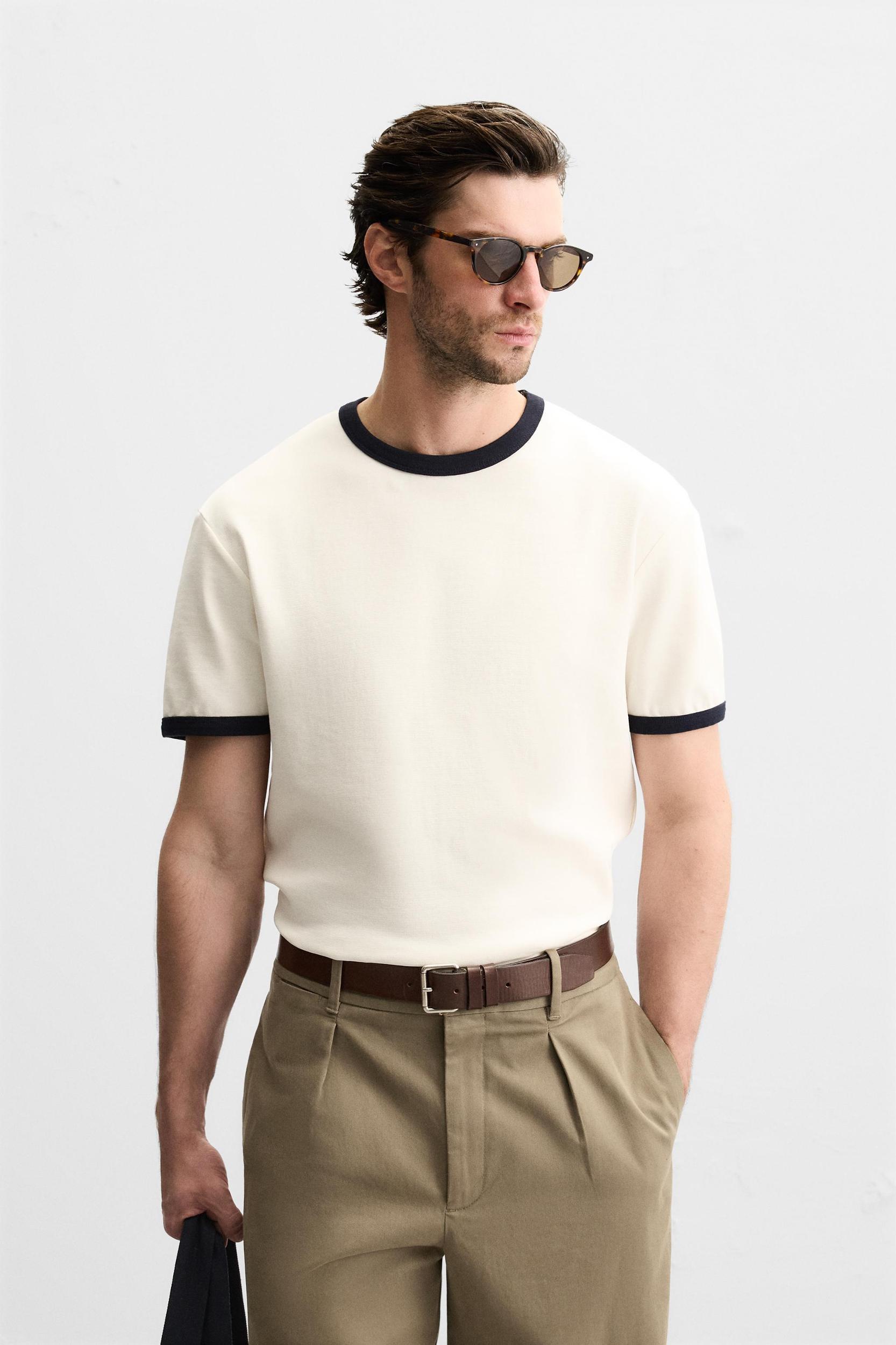 BASIC RIBBED CONTRAST T-SHIRT Product Image