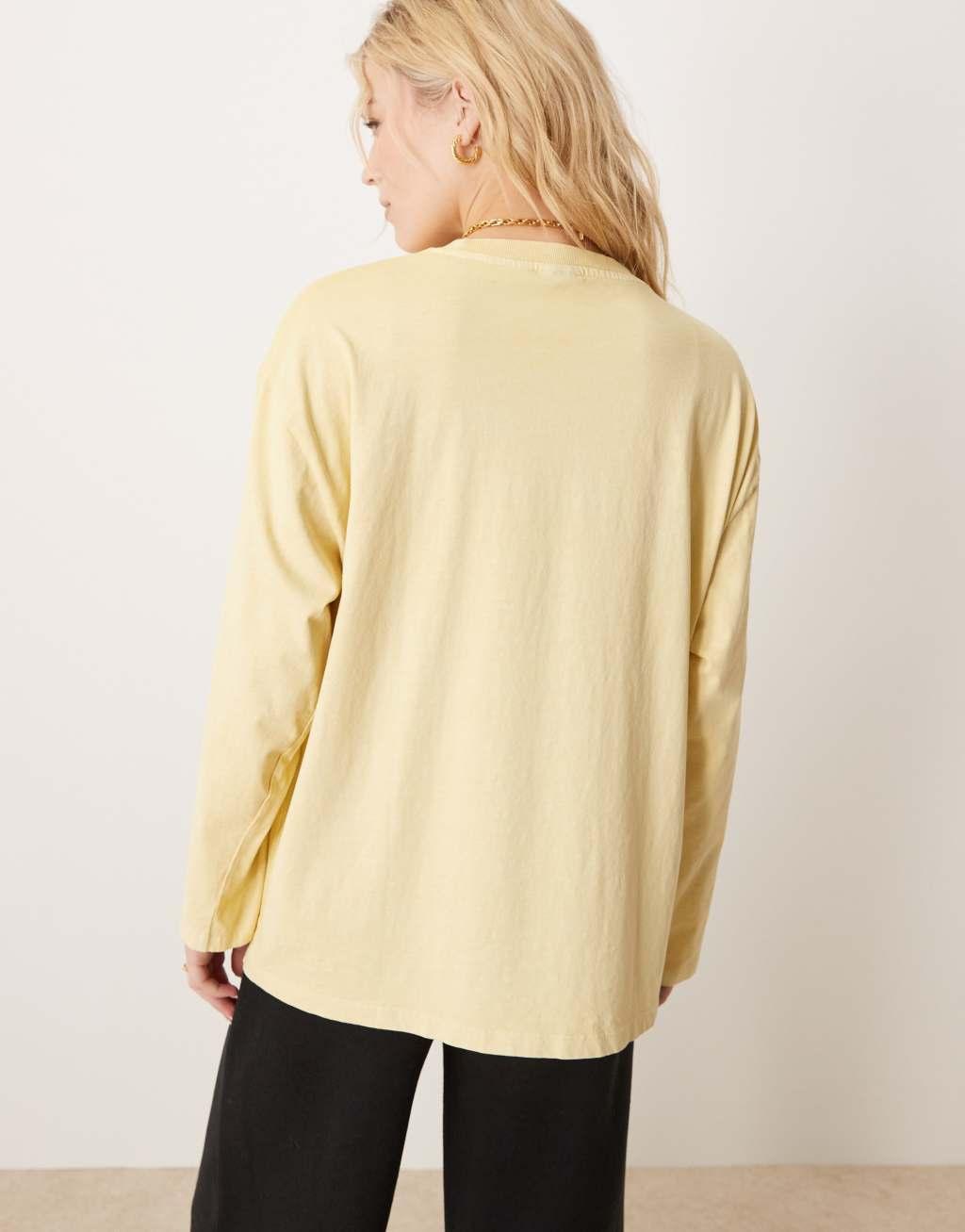 ASOS DESIGN long sleeve skater tee in buttermilk Product Image