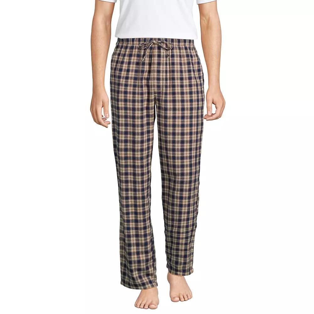 Men's Lands' End Flannel Pajama Sleep Pants, Size: Medium, Navy Green Plaid Product Image