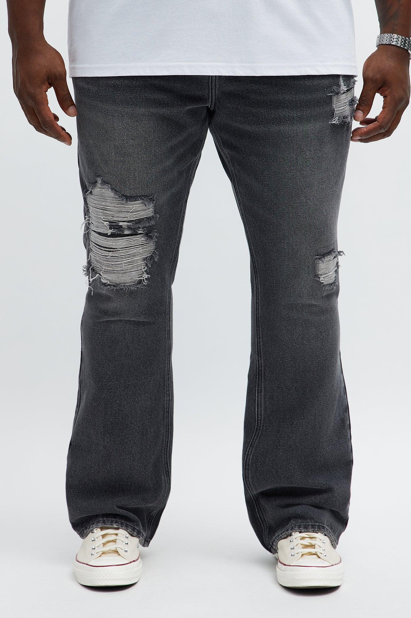Stacked Slim Flare Looking Through Me Ripped Jeans - Black Wash Product Image
