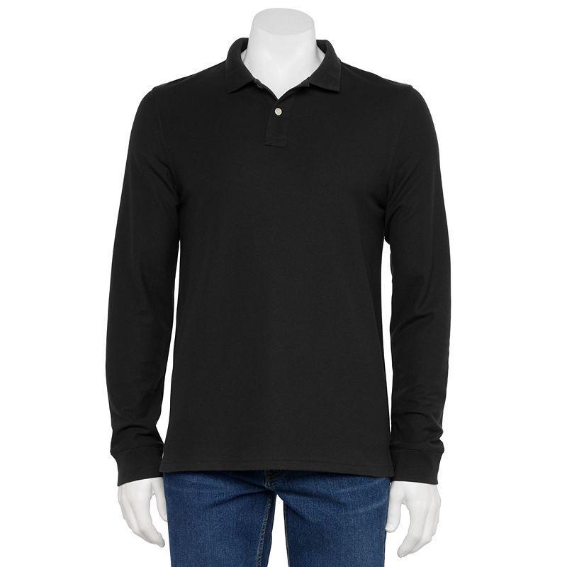 Men's Sonoma Goods For Life® Long Sleeve Pique Polo, Size: XL, Brown Product Image