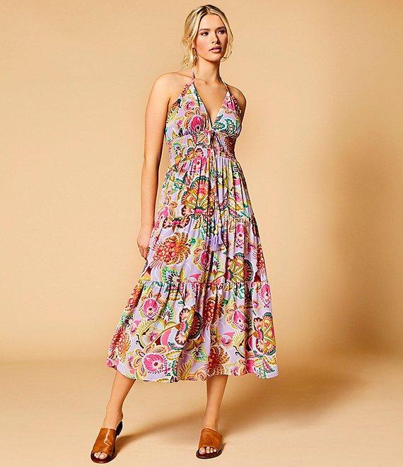C&V Chelsea & Violet Paisley Printed Halter Midi Dress Product Image